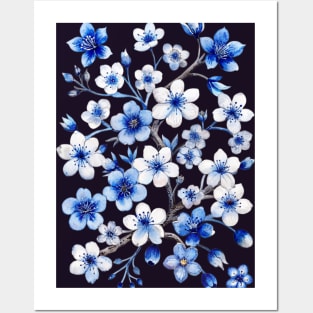 Blue Cherry Blossoms Posters and Art